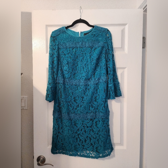 Adrianna Pappell Turquoise Lace Dress - Picture 2 of 10